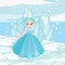 Cute Snow Queen in a winter landscape