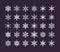 Cute snowflakes collection isolated on dark background. Flat snow icons, snow flakes silhouette. Nice element for