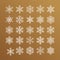 Cute snowflakes collection isolated on gold background. Flat line snow icons, snow flakes silhouette. Nice element for
