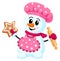 Cute snowman baking cookies. Christmas cooking mascot