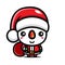 Cute snowman cartoon character design celebrating christmas wearing santa claus costume