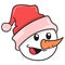 Cute snowman emoticon head. doodle icon image