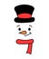 Cute snowman face with hat and scarf - vector. Snowman head. Vector illustration isolated