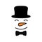 Cute snowman face with hat - vector. Snowman gentleman. Snowman head. Vector illustration isolated