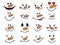 Cute snowman faces - vector collection. Funny snowman emotions. Snowman heads. Vector illustration isolated