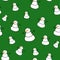 Cute snowman green background. Christmas seamless pattern. season illustration. Winter patterns.