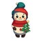 Cute Snowman holding small Christmas Tree