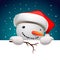 Cute snowman holding white page, Christmas card