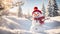 Cute snowman holiday day snowy meadow winter nature season frost cold playful celebration