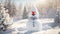 Cute snowman holiday frozen snowy meadow winter nature season frost cold playful celebration