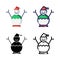 Cute Snowman Ice Icon Set Logo Winter