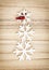 Cute snowman made of snow flakes and chili pepper, symbol of win