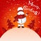 Cute Snowman Merry Christmas. Christmas Greeting Card