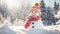 Cute snowman outdoor new snowy meadow winter nature season frost cold playful celebration