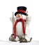 Cute snowman on skis