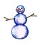 Cute snowman. a snowy woman. snow smiling man. symbol of winter. carrot instead of nose. sticks instead of hands. eyes