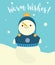 Cute snowman and text warm wishes. Card for New Year and Christmas design