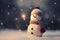 A cute snowman in the winter outside. Children illustration. Generative AI