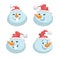 Cute snowmen in hat head emotion vector avatars set. Cartoon expression face character.