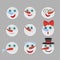 Cute snowmen head emotion vector avatars set. Cartoon