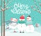 Cute snowmen hugging. Merry Christmas card