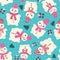 Cute snowmen seamless vector pattern. Perfect for textile, wallpaper or print design.