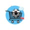 Cute soccer ball mascot in the shopping cart