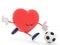 Cute soccer player heart on white