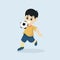 Cute Soccer player kids mascot design illustration