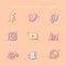 cute social media icon cartoon illustration set