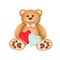 Cute soft bear with the hearts to Valentine`s Day