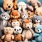 Cute soft toys collection - ai generated image