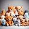 Cute soft toys collection - ai generated image