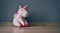 Cute soft unicorn plush toy on the floor. Close up shot, empty space