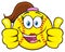 Cute Softball Girl Cartoon Character Giving A Double Thumbs Up