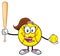 Cute Softball Girl Cartoon Character Holding A Bat And Ball