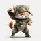 Cute soldier cat in camouflage suit