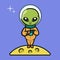 Cute space alien mascot design illustration