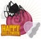 Cute Spider over Rounded Candy and Sign Celebrating Halloween, Vector Illustration