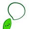 Cute spinach leaf and speech bubble hand drawn illustration in cartoon style