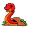 Cute spiny bush viper cartoon out from hole