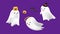 Cute spooky ghosts for halloween party greeting card. Holidays cartoon character.