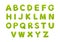 Cute spooky green zombie alphabet fonts for the Halloween holiday. Cute cartoon green alphabet. Letters and numbers. Vector illust