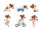 Cute Sportive Jack Russell Terrier Running, Swimming, Cycling and Playing Ball Vector Set