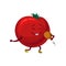 Cute sportive tomato playing with a ball, vegetable character doing sport cartoon vector Illustration