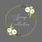 Cute Spring collection floral background with bouquets of rustic white roses flowers and green leaves branches