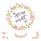 Cute spring floral wreath Collection in pink green colors Text Spring Market Vector illustration