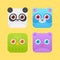 Cute square animals icons for games