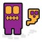 Cute Square Halloween Purple Monster and Yellow Ghost Spirit Flat Design