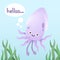 cute squid cuttlefish under the sea cartoon character